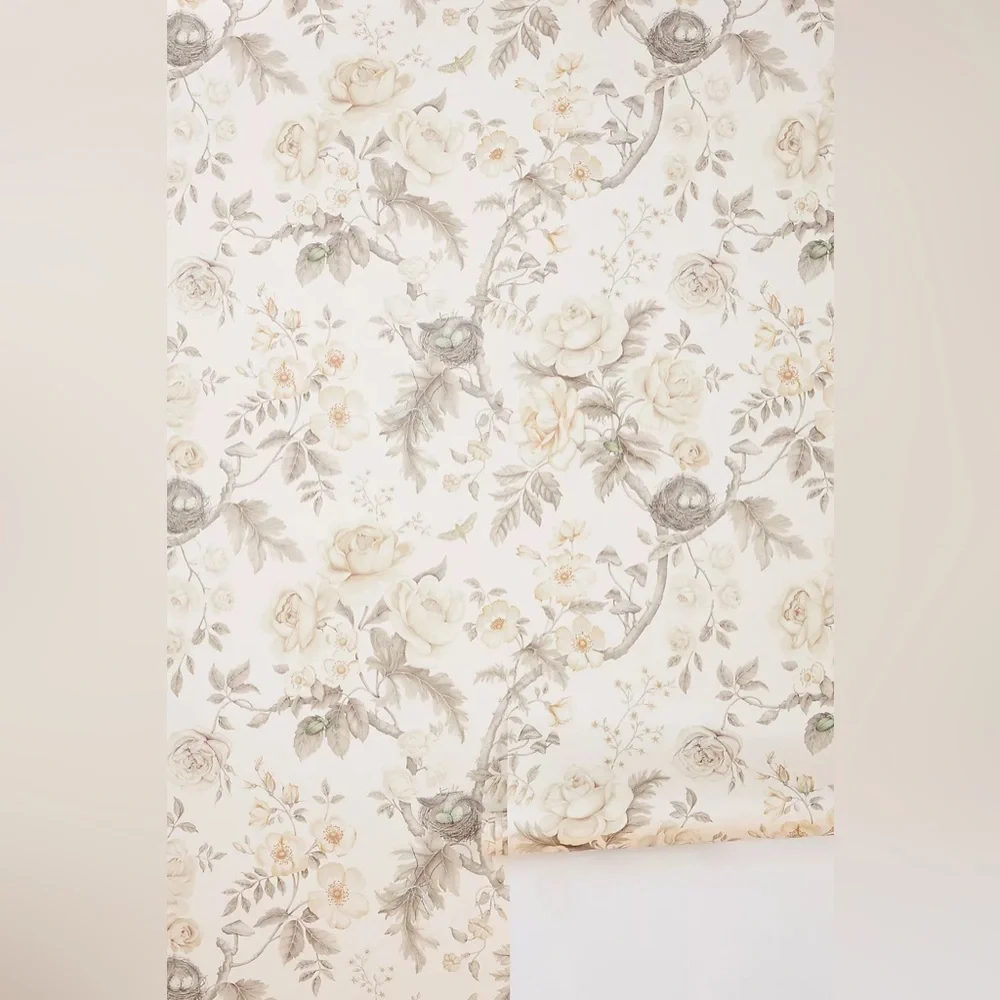Anthropologie Tansy Bloom Floral Color “Oyster” Wallpaper Sanderson Giles NWOT